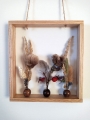 Wandbild, Fensterbild: 3 hübsche, kleine Trockenblumengestecke im Holzrahmen (6)