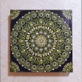 Leinwandbild 20x20 cm  „Kollektion Laubfrosch“ – Handgemaltes Dot-Mandala auf Keilrahmen