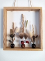 Wandbild, Fensterbild: 3 hübsche, kleine Trockenblumengestecke im Holzrahmen (1)